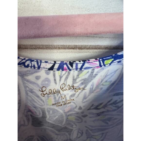 Lilly Pulitzer Size MED Short Sleeve Dress Purple Print Preppy Cute - Picture 5 of 6